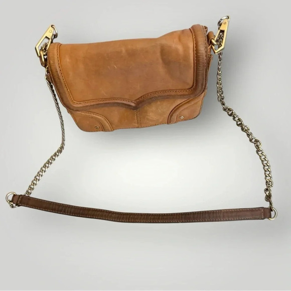 Rebecca Minkoff Mini Crossbody Purse Gold Hardware Chain Link Strap Caramel - Picture 10 of 16